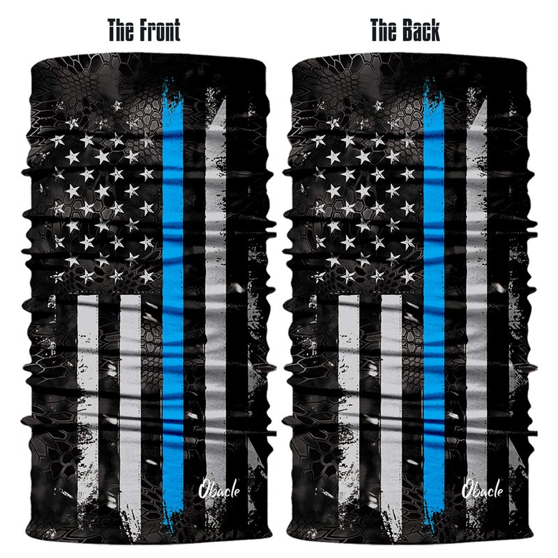 Obacle Bandana Face Mask for Dust Wind Sun Protection Seamless Bandana Mask Men Women Festival Fishing Hunting Riding Work Outdoor Running Tube Mask Neck Gaiter (US Flag 1 Blue Line) - Image 2